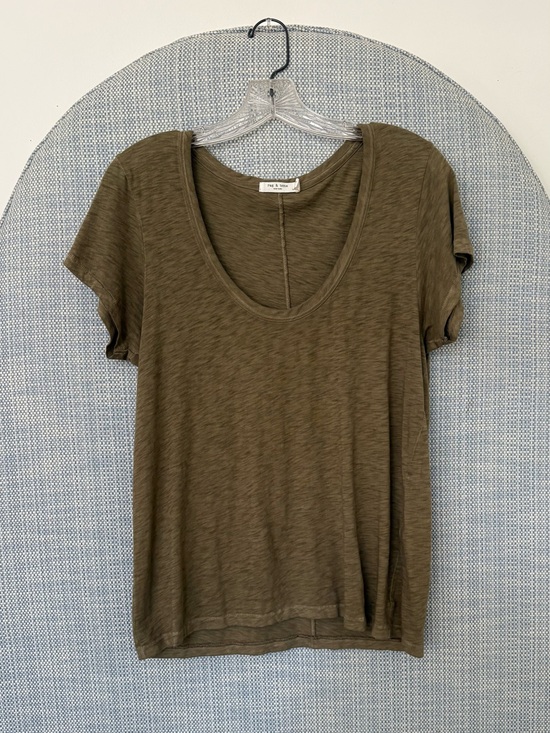 rag & bone Tops - rag & bone Olive Scoop Neck Short Sleeve Tee